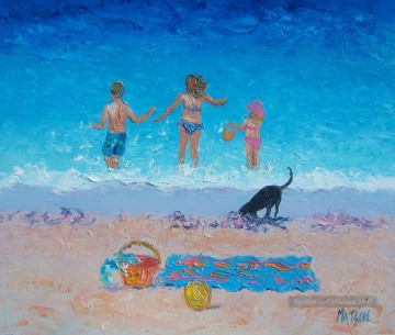 Plaisir au soleil plage Impressionnisme enfant Peinture à l'huile